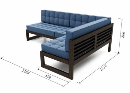 Диван Арско Сега угловой трехместный голубой Длина 218 см