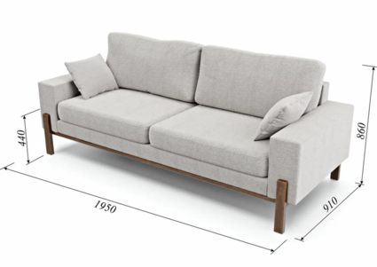 Диван Арско Хангель трехместный светло-серый