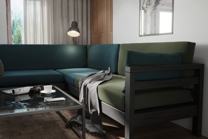 Диван Арско Домино угловой трехместный зеленый Длина 244 см