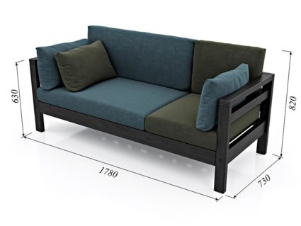 Диван Арско Домино трехместный зеленый Длина 178 см