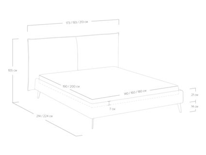 Кровать Сонум Dakota Микровелюр Серый 140х190