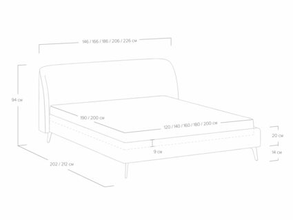 Кровать Сонум Rosa Кашемир Серый 180х200