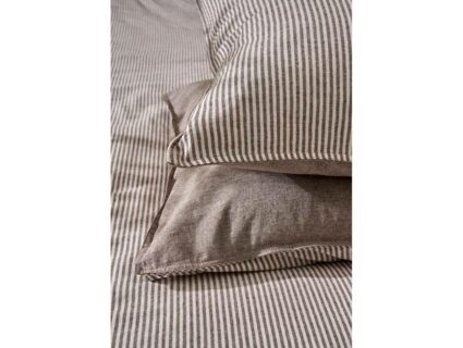 Комплект постельного белья Luxberry ЛЁН И ХЛОПОК белый/коричневая полоса