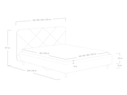 Кровать Сонум Taylor Рогожка зелёный 180х190