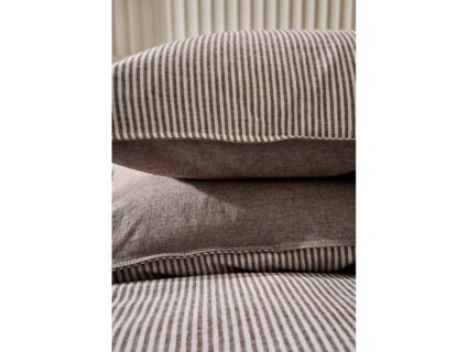 Комплект постельного белья Luxberry ЛЁН И ХЛОПОК белый/коричневая полоса