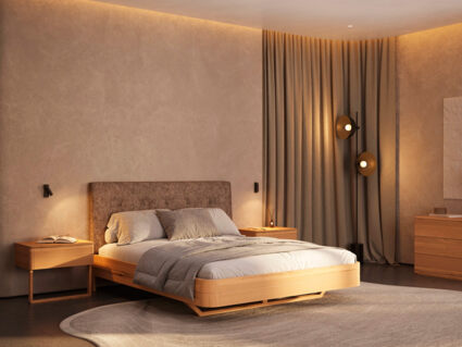 Кровать Rivi Charm Бук натуральный/микрофлок Sakura 10 140х200